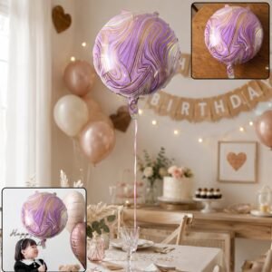 Round Marble Foil Balloon � Bright Party Decoration 15cm