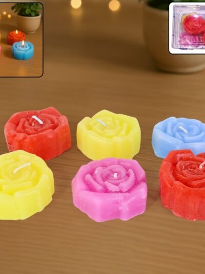 Rose Shaped Wax Candle Set – Elegant 6-Piece Home Decor