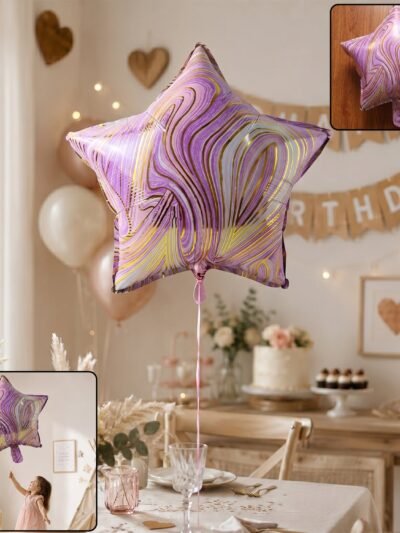 Star Marble Foil Balloon � Bright Party Decor for Celebrations