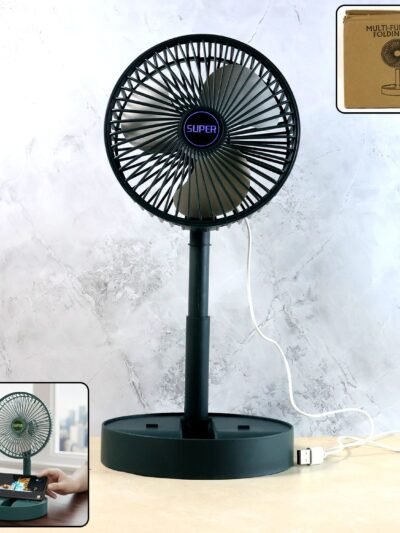 USB Folding Fan – Portable Desk Fan with Adjustable Speed & Phone Holder
