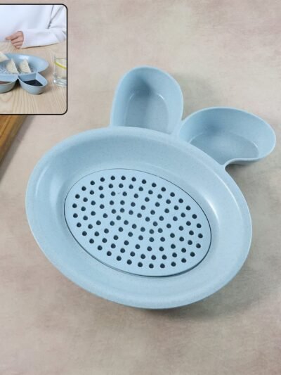 Dumpling Serving Plate – With Strainer & Dual Sauce Compartments