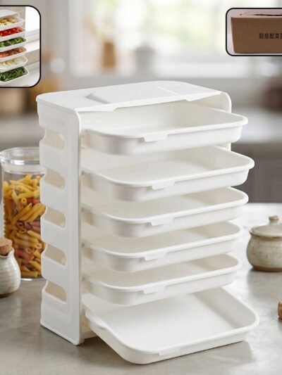6-Layer Wall Mounted Food Storage Rack – Space-Saving Kitchen Organizer