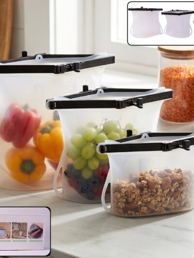 Reusable Silicone Food Bags – Set of 3 Leakproof Keepers | Tidy Table