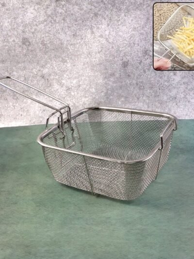 Deep Fryer Basket – Stainless Steel with Long Handle for Safe Frying