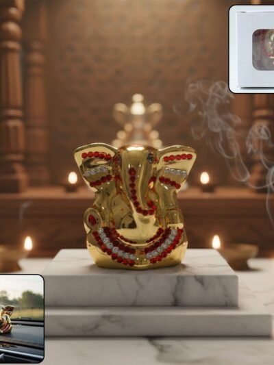 Lord Ganesha Idol – Golden Decorative Spiritual Showpiece