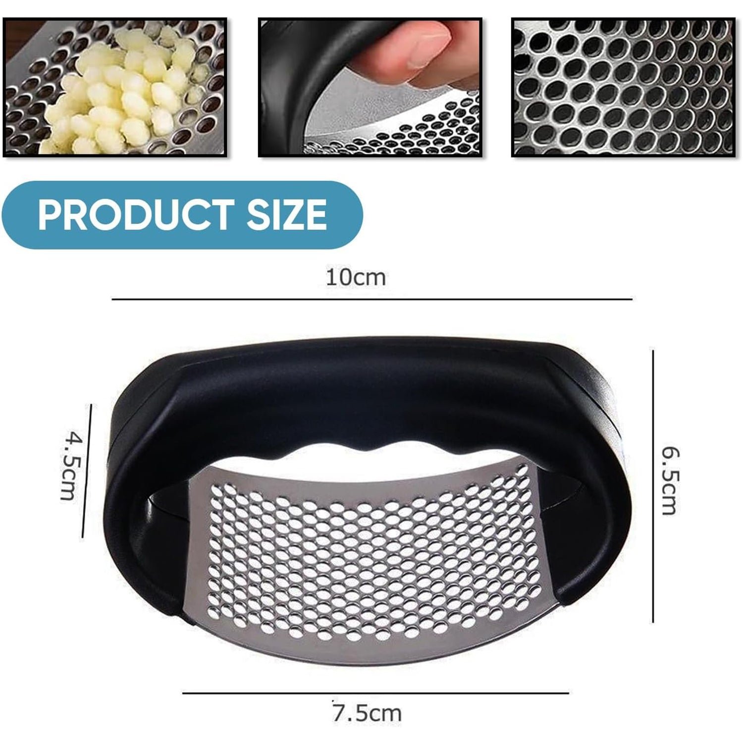 Garlic Press Crusher – Ergonomic Curved Design for Easy Mincing