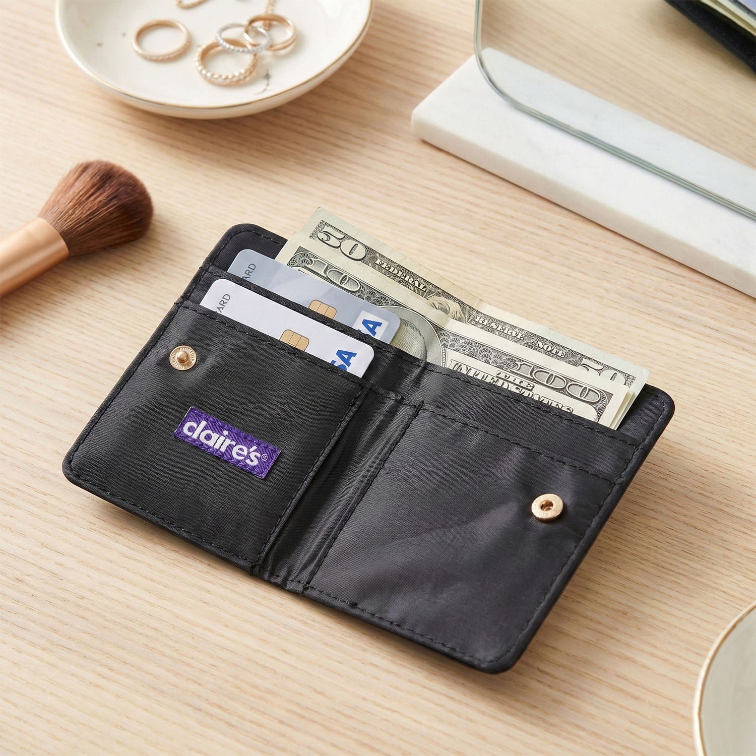Compact Card Holder Wallet – Secure Snap Button Closure