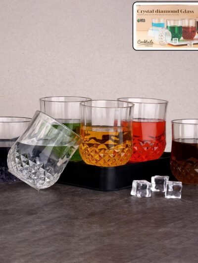 Diamond-Pattern Drinking Glass Set – Elegant 6-Piece Tumbler Set