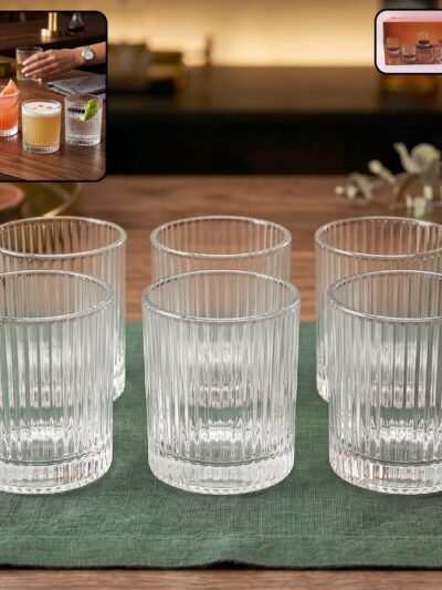 Crystal Glass Tumbler Set � Elegant Ribbed Design for Every Occasion
