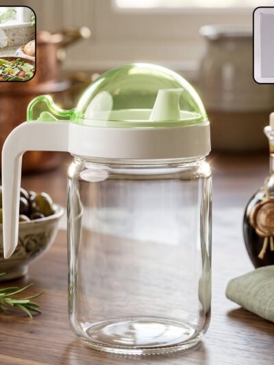Glass Oil Bottle � 580ml Leak-Proof & Easy Pour Design