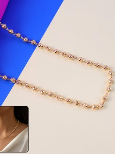 Gold Tone Beaded Necklace Chain – Elegant Classic Design for Women