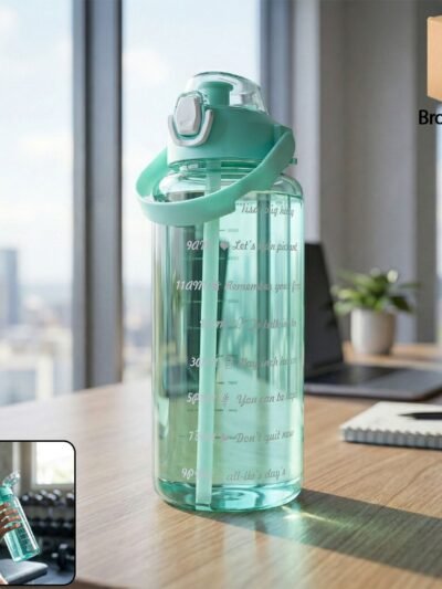2 Litre Sports Water Bottle – Leakproof Flip Lock with Straw