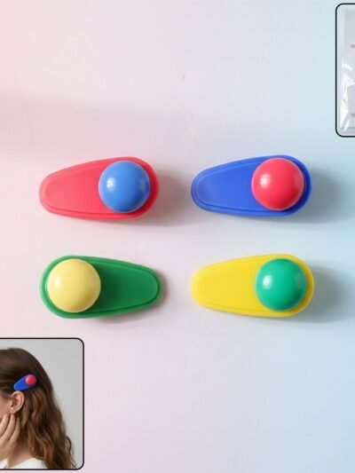 Snap Hair Clip Set – Decorative Rounded Accents, 4 Pieces