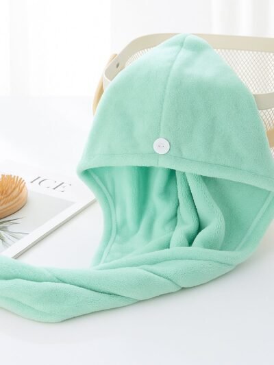 Microfiber Hair Drying Towel Wrap – Quick Absorbent Turban with Button Lock