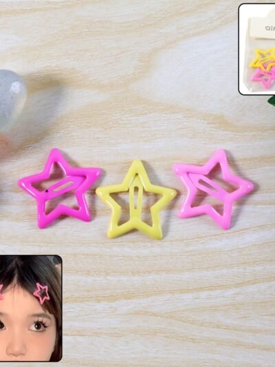 Star-Shaped Hair Clips – Pack of 3 Trendy Barrettes for Girls