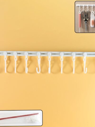 Wall Mounted Kitchen Storage Rack with 10 Adjustable Hooks