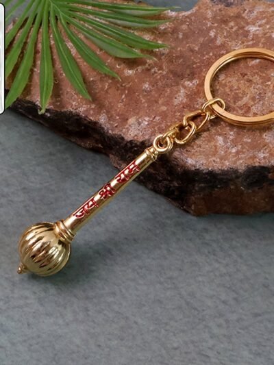 Jai Shree Ram Keychain – Durable Golden Metal Design