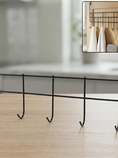 Over the Door Metal Hook Rack – Space Saving 5 Hook Organizer