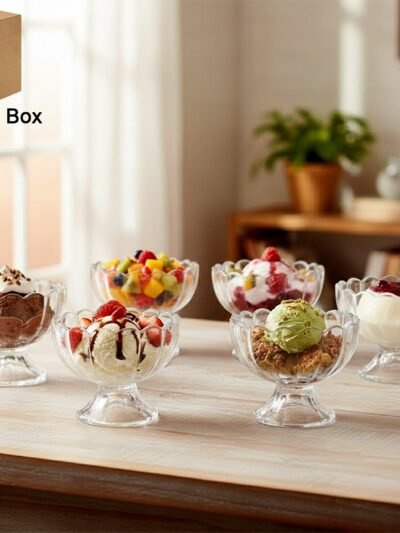 Serving Dessert Bowls – 6 Pc Brown Plastic Set | Lunchie Bunchie