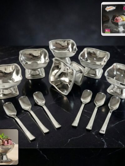 Stainless Steel Ice Cream Cup Set – Elegant 6-Piece Dessert Bowls