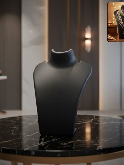 Necklace Display Stand – Premium Black Mannequin Bust 15x11 cm