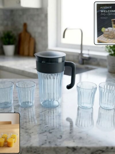 Plastic Water Jug with 4 Glasses Set – Perfect for Home Use