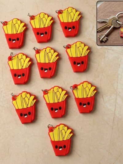 French Fries Bag Charm Keychain – Fun Food-Themed Accessory