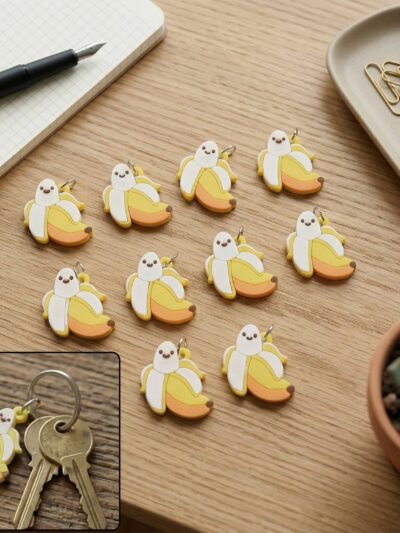 Cartoon Banana Keychains – Cheerful 10pc Set for Bags & Keys