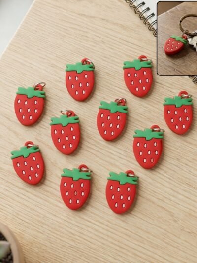 Strawberry Design Bag Charm Keychain Set – Fun Fruit Decor