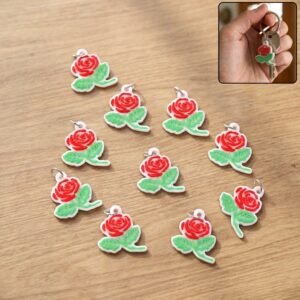 Rose Flower Design Bag Charm Keychain Set – Elegant Floral Accessory