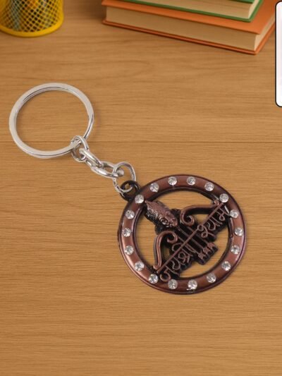 Jai Shree Shyam Keychain – Durable Metal with Crystal Accent