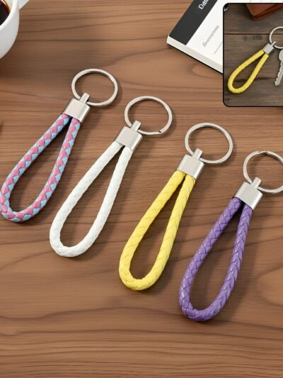 Braided Loop Keychain Set – Stylish 4-Piece Key Organizer