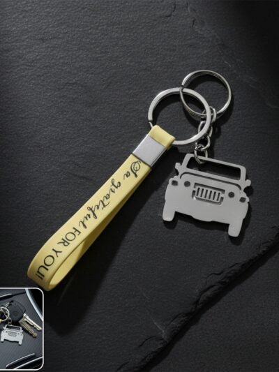 Jeep-Shaped Metal Car Keychain – Stylish Dual-Keyring Set