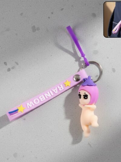 Baby Doll Silicone Keychain – Soft Cute Cartoon Charm