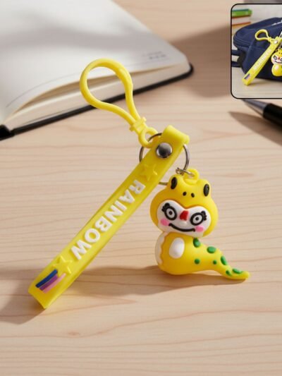 Dinosaur Keychain – Cute Cartoon Charm with Rainbow Strap