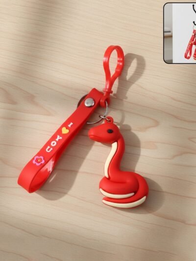 Cartoon Snake Keychain – Cute 'I Love You' Strap with Clip Hook