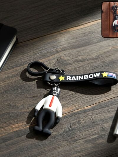 Cartoon Man Keychain – Lightweight with Rainbow Strap