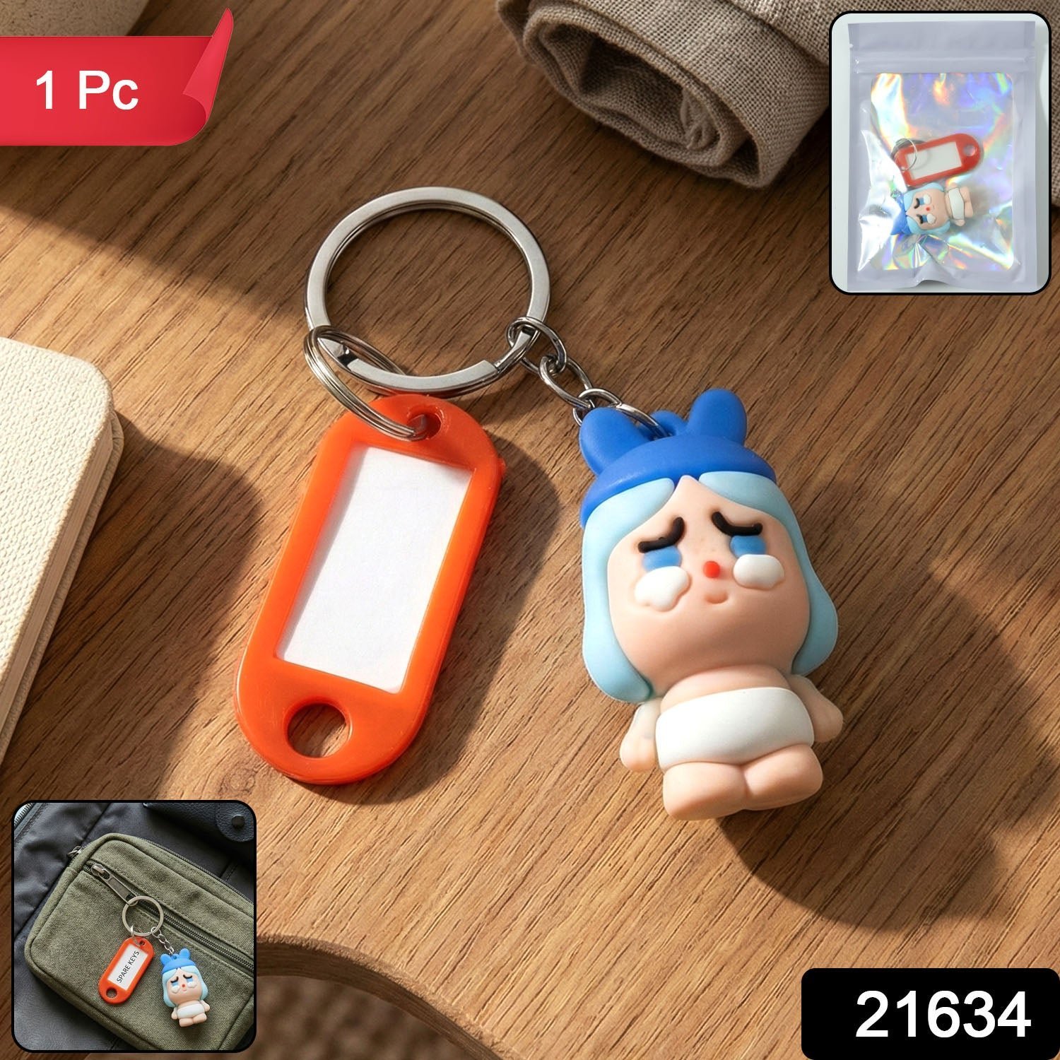 Cartoon Baby Character Keychain – Label Tag Holder for Easy ID