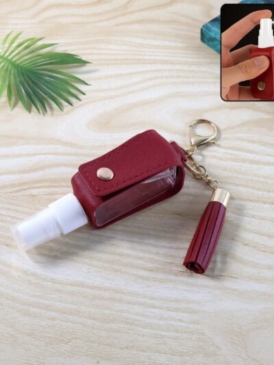 Hand Sanitizer Holder Keychain – Stylish Faux Leather with Tassel