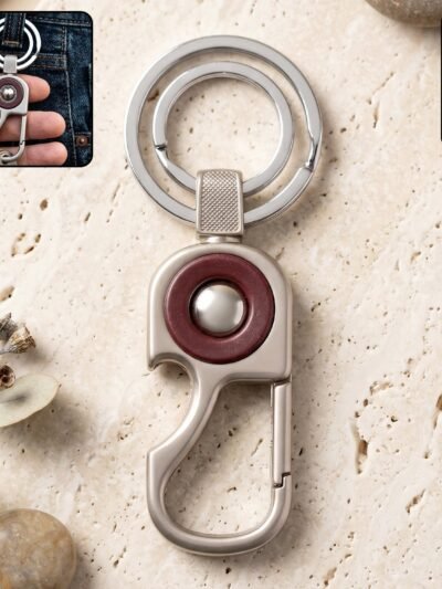 Heavy Duty Metal Key Holder – Secure Lock Carabiner & Dual Rings