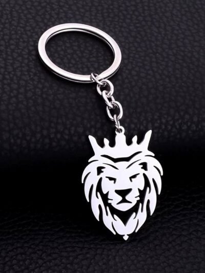 Lion Head Keychain – Stainless Steel Durable Crown Design