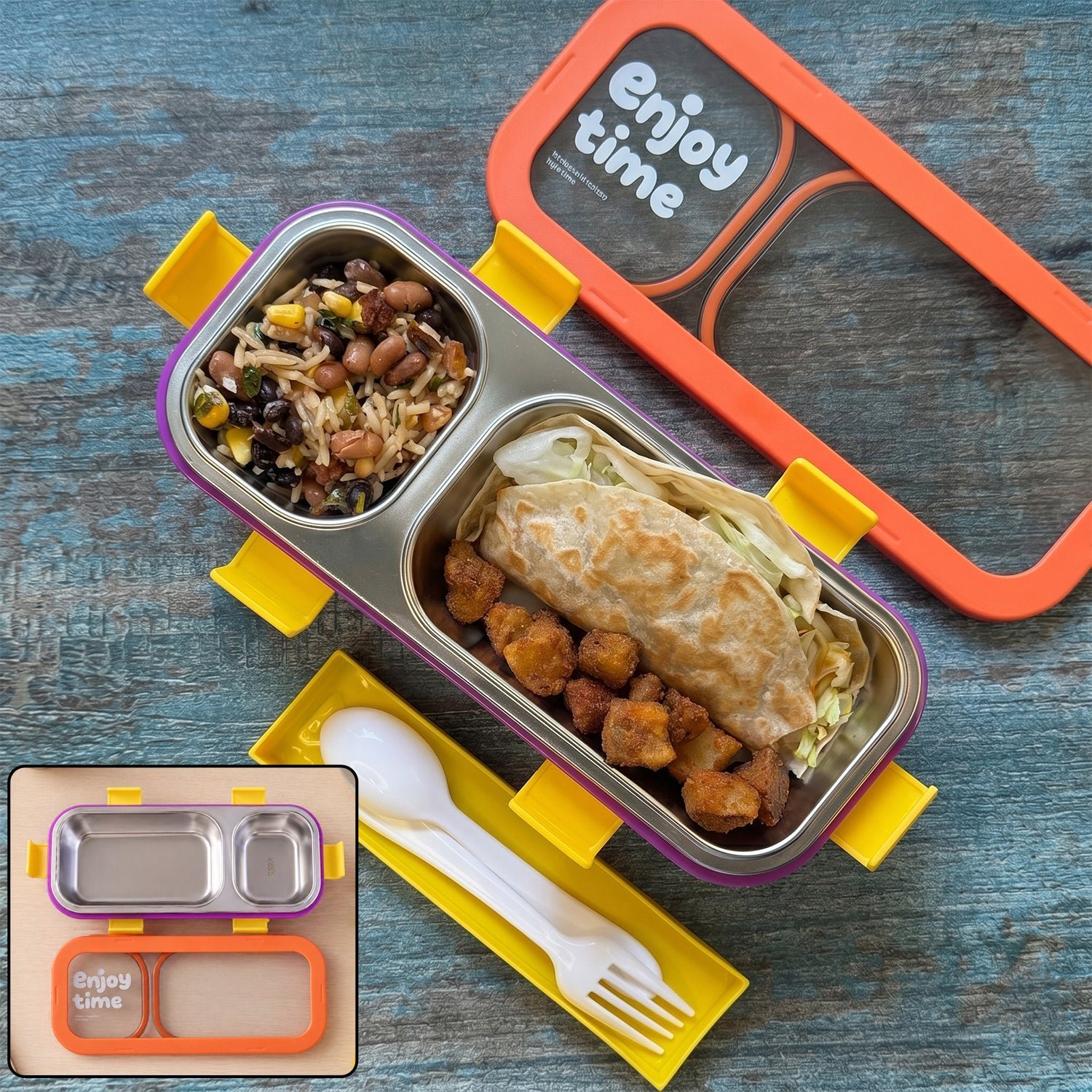 Stainless Steel Leak-Proof Lunch Box � 2 Compartments & Secure Seal