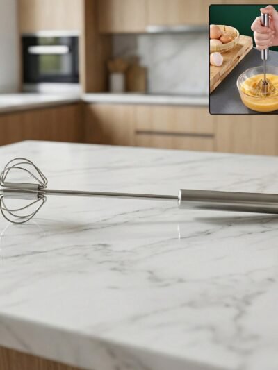Stainless Steel Hand Push Rotary Whisk – Effortless Mixing Tool