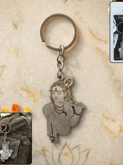 Lord Krishna Engraved Keychain – Durable Spiritual Accessory