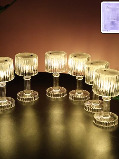 LED Crystal-Effect Table Lamps – Set of 6 Elegant Mini Lamps