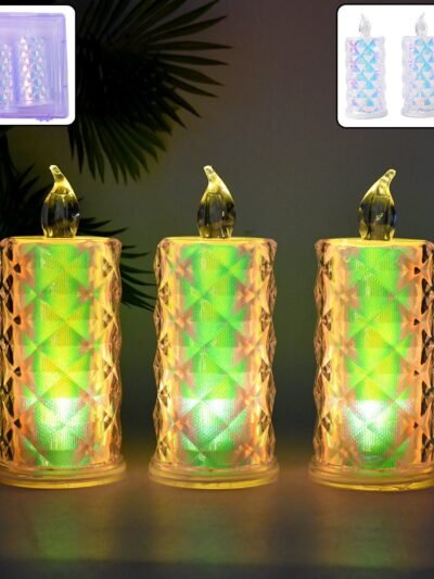 LED Flameless Candle Lights – Set of 3 Crystal Decorative Lights