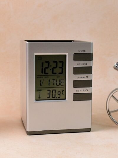 Digital Desk Clock – Multifunction with Pen Holder & Temp Display