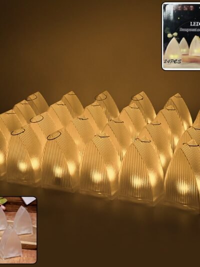 Transparent Decorative LED Candle Lights – Set of 24 Flameless