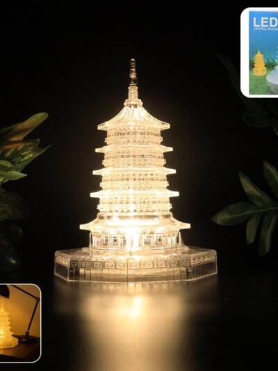 LED Crystal Pagoda Light – Elegant Battery Operated Decor