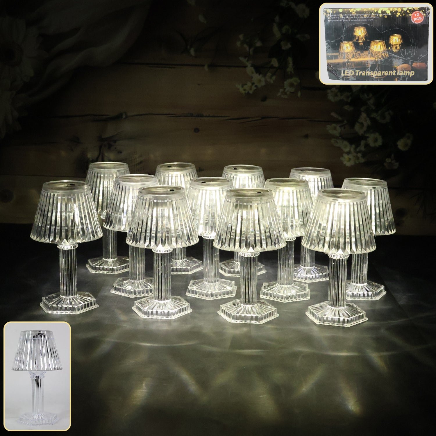 Crystal Style LED Table Lamps – Elegant Flameless Set of 12